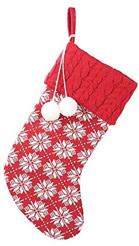 LLAAIT Gestrickte Weihnachtsstrumpf-Geschenk-Halter mit Zwei Pom-Poms Weihnachtshängenden Baum-Kamin-Verzierungen Chrismas-Dekorations-Socken, als das Bild, China