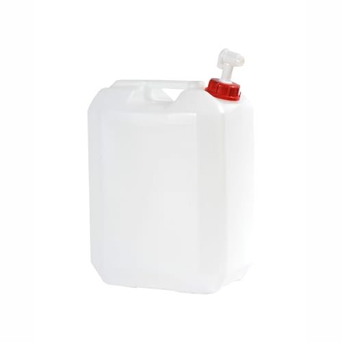 Garrafa con Grifo 25 litros Agua Camper Aceite contenedor Transparente Boca Ancha Ideal Agua Gasolina y químicos depósito Aire Acondicionado Camping Furgoneta Camper homologada ADR (1 Garrafa)