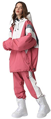 SEARIPE Skijacke und Hose für Damen, Set für Paare, winddicht, wasserdicht, zweiteilig, Schneeanzüge für Wintersport, T63 Pink, Large