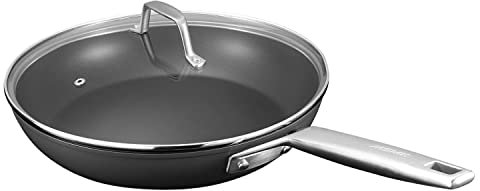 Antihaft-Bratpfanne, MSMK 24 cm Pfanne mit Deckel, Backofen- und spülmaschinenfeste Pfanne, Edelstahlgriff Pfanne Induktion für Huhn, Ei, Steak, PFOA und PTFE frei,24cm