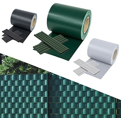 Yakimz Sichtschutzstreifen für doppelstabmatten, 35m x 19cm PVC sichtschutz, inkl.30 clips, Sichtschutz zaun Wetterfest, 450g/m², für gartenzaun Balkon doppelstabmattenzaun, Grün