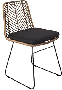 SAM Rattanstuhl Kairo, Farbe Dunkelbraun, Esszimmerstuhl inklusive Sitzkissen, Korbstuhl mit Metallfüßen, Geflechtstuhl/Eisenstuhl im Retro-Design