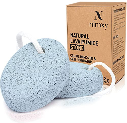 NIMXY Bimsstein für Füße und Hände, 2 Stück, Fuß-Hornhautentferner, Fußschrubber zur Entfernung abgestorbener Haut, natürliche Fußfeile und Hornhautentferner für Hautpeeling (Blau)