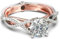 Jeulia Bagues en argent sterling à deux tons pour femme : bague de fiançailles éternité torsadée coupe ronde, bague de fiançailles avec zircone cubique, cadeau d'anniversaire (Argent, or rose, 59(19))