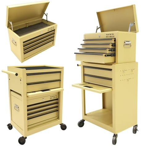 GSTANDARD APTB226Y 6-Drawer Rolling Tool Chest, High-Capacity 2-in-1 Detachable Tool Cabinet with Lockable Wheels, Yellow, Versatile Storage Organizer for Home & Workspace
