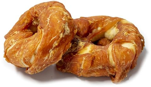 Bontoy 2 Donuts aus Rinderhaut ummantelt mit Hühnchenfleisch Größe L -I ca. 200g I Kauspass für den Hund I Leckerli I Belohnung
