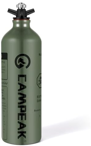 CAMPEAK Portable liquid Fuel Bottle 1L for Outdoor Camping with Safety Valve
