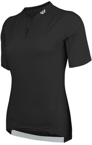 Wulibike Radtrikot Damen Halbe ReißVerschluss Fahrradtrikot Atmungsaktiv Rennrad Trikot Kurze äRmel Frauen Fahrrad Shirt 4 Tasche Radfahren Tops Upf50+ Schwarz S