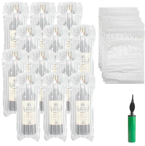 YKUKIZEE 60 Pack Inflatable Wine Bottle Protector Bag Sleeve, Column Wine Bubble Bags Wrap Cushion, Wine Bottle Packaging Bags with Pump for Shipping Travelling Transportation