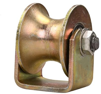 SANJIAOJIA Schwerlastrollen,Stahl U-Nut Rollenrad Umlenkrolle Hebekran Seilrolle Flaschenzüge,Stummlager,Für Wäscheleine,Flaschenzugsystem,Rolltore,Invertierte,1 Stück (60U Rille Breite 35mm)
