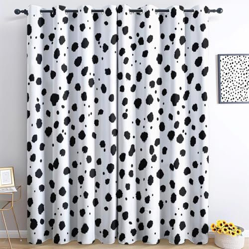 XCQHZYQ Blickdichte Vorhänge Geometrische Punkttinte Weiche Thermovorhang Gardinen Blickdicht mit Ösen H 229 x B 168 cm 2er Pack, Verdunkelung Ösenschal Wohnzimmer Schlafzimmer