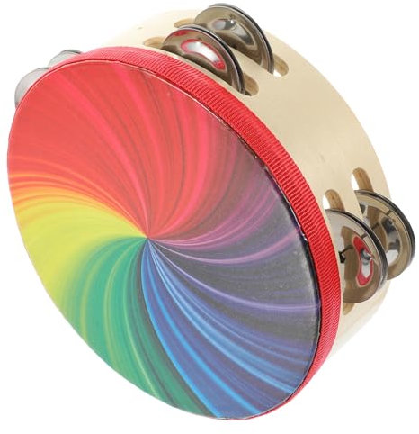 UPKOCH Regenbogen Tamburin Handtrommel Mit Doppelten Handheld Percussion Instrument Für Musikalische Früherziehung Und Partys Farbenfrohes Design
