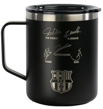 Safta F.C. Barcellona NAVY Blue - Tazza termica, bottiglia d'acqua, in acciaio inox, doppio isolamento, 12 ore di bevanda calda e 24 ore di bevanda fredda, 400 ml, 8,4 x 10,7 cm, Blu navy, M, Casual