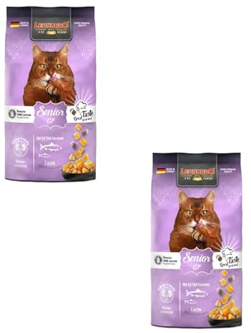Leonardo Senior GF | Doppelpack | 2 x 300 g | Trockenfutter für ausgewachsene, ältere Katzen ab dem 10. Lebensjahr | Mit extra frischem Lachs | Rezeptur ohne Getreide