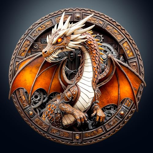 KaayeeWood Holzpuzzle Erwachsene, Mechanischer Drache-2 Holzpuzzle, Einzigartige Wooden Puzzle Mit Geschenkbox, Geschenke für Kinder und Erwachsene(34 * 33.9cm-300 Stück)