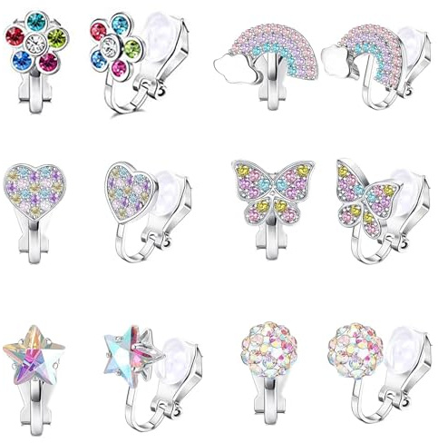 6 Paar Ohrclips Kinder, Clip Ohrringe Mädchen, Klipp Ohrringe, Klipp Ohrringe Kinder Mädchen, Ohrclips, Clip Ohrringe, Kinder Ohrringe Mädchen, Ohrlöcher Schmuck Für Kinder Mädchen