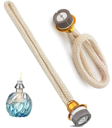 AOOTUERL Mèches de Rechange pour Lampes à Huile - avec brûleur - Mèches de Lampe à Huile - pour Toutes Les Lampes catalytiques - Durable/Sûrr - pour Maison Bureau (Doré)