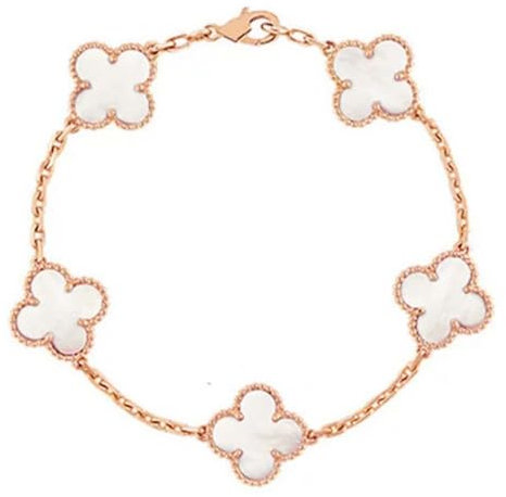Rose gold(pink),Lllunimon Four Leaf Clover Bracelet 925 Sterling Silver Lucky Clover Bracelet Birthday Valentine's Day Jewelry Gift for Women Men(Rose Gold Plated)