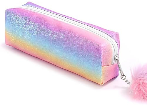 PHOGARY Federmäppchen Mädchen, Regenbogen Federmappe, Stiftemäppchen Schlamppermäppchen mit Glitzer, Großes Mäppchen Büro Organizer, Aufbewahrung für Federmappe Erwachsene, Studenten (Regenbogen B)
