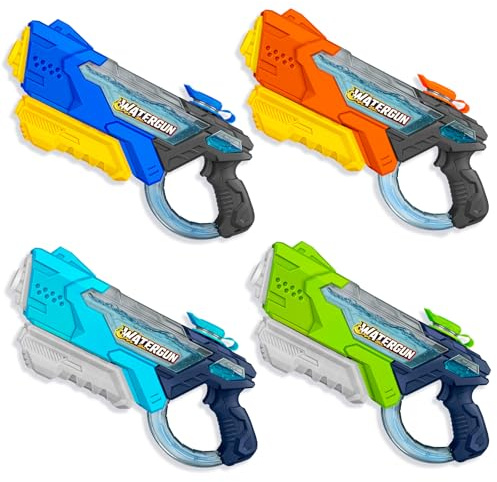 Doviden Wasserpistole Erwachsene_600ml großer Wasserpistolen 10 Meter Reichweite Super Water Pistole Soaker Sommer Schwimmbad Strand Outdoor Wasserspritze Kampf Poolspielzeug 4 Pack
