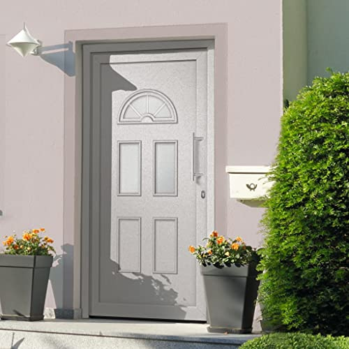 Weiße Haustür 88x200 cm, PVC-Rahmen, 24mm Füllung, 3D-Scharniere, 5-Punkt-Verriegelung, ISO-Wärmeschutzverglasung, Komplettbausatz