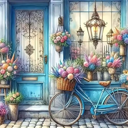 Puzzle 35 Teile Erwachsene Verandablumen Fahrrad,Klassische Jigsaw Puzzles 12x12 cm,Geschicklichkeitsspiel für die Ganze Familie, Puzzle Farbenfrohes Legespiel Home Dekoration