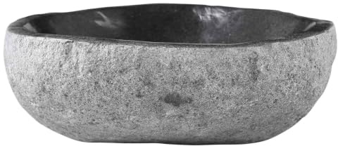 LMTYOENFG Lavabo da appoggio ovale, grigio, 32-37 cm, in pietra naturale | Lavabo rustico in vera pietra di fiume per il bagno o il WC degli ospiti. Ogni lavabo è un pezzo unico naturale.