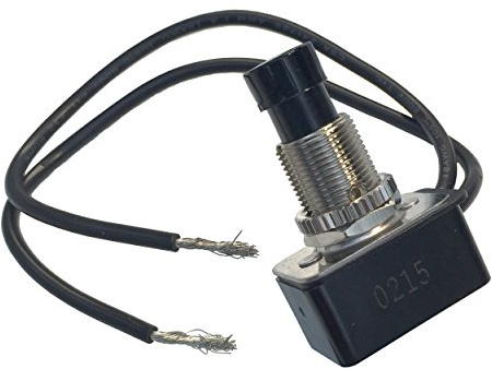 Gardner Bender GSW-21 Electrical Motor Rated Push-Button Switch, SPST, Push ON-Push OFF, 10 A/125V AC, 6 inch Wire Terminal , Black