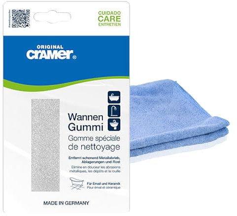 Cramer Wannengummi, Metallabrieb im Bad, wegradieren, schonende Reinigung - Gratis kör4u Microfasertuch