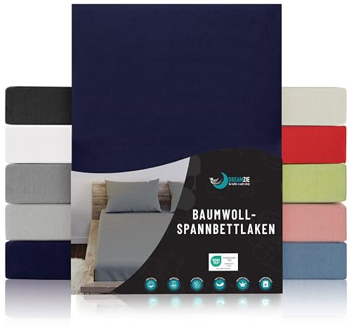 Dreamzie - Spannbettlaken 80x160cm - Baumwolle Oeko Tex Zertifiziert - Dunkelblau - 100% Jersey Spannbetttuch 80x160