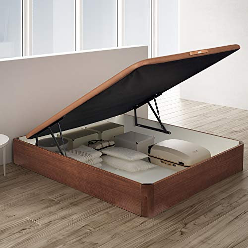 PIKOLIN Canapé Abatible de Madera con Gran Capacidad | Montaje y Retirada Usado Incluido | Esquinas Delanteras Redondeadas | 150x190 | Color Cerezo | 32 cm Altura | AIRBOX