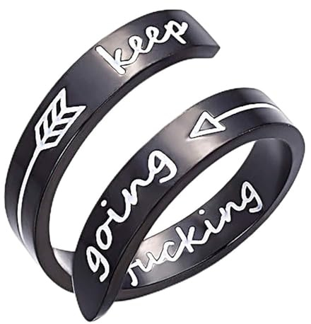 Gleamart Inspirational Ring Edelstahl Gravur Ring Geschenk Keep Going Arrow Schwarz