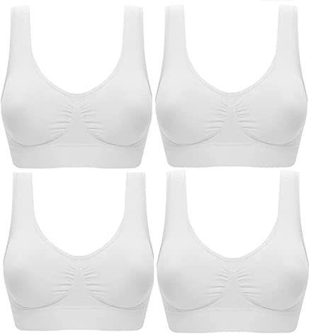 Marielle 4 Pack Seamless Bras for Women, Double Lined Material Wire Free Sports Bras, Bralettes Comfort Bra S-5XL
