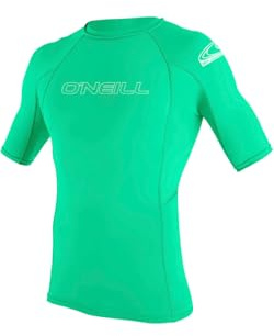 O'Neill Wetsuits Youth Basic Skins S/S Rash Guard - Light Aqua, 4