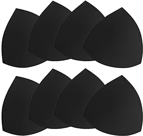 FANMAOUS Bra Pad Insert,Removable Sport Bra Cup Triangle Breathable & Reusable Bra Pad for Yoga Bra,Swimsuits,Bikini, 4 Pairs Black B/C, B/C