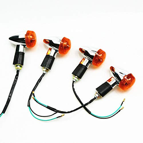 Motorrad 2 Paar Chrom Bernstein Kugel Blinker Kontrollleuchte für Harley Sportster Honda Shadow VTX VT Kawasaki Suzuki Yamaha V Star Cruiser Chopper Bobber Street Bike Custom
