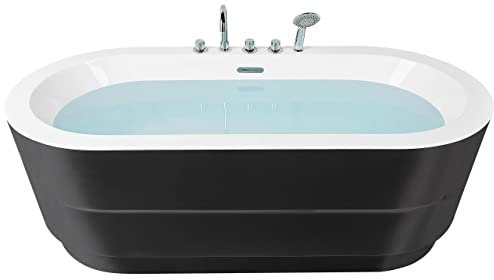 Badewanne mit Armatur oval 170x80 cm schwarz freistehend moderner Stil Empresa