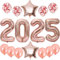 Feelairy Décoration Nouvel An 2025, Ballons 2025 Or Rose Happy New Year Décoration Or Rose Deco Fete Nouvelle Année 2025, Ballon d'hélium Chiffre 2025 pour Décoration de Fête du Nouvel An