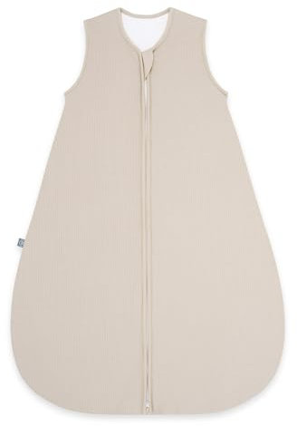 emma & noah Baby Schlafsack 2.5 TOG, Strampelsack für den Herbst und Winter in vielen Farben, Bio-Baumwolle, OEKO-TEX Zertifiziert, Schlafsack für Neugeborene (Essential Beige, 110 cm)