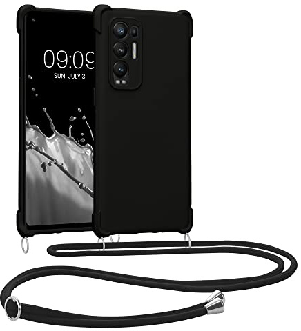 kwmobile Necklace Case kompatibel mit Oppo Find X3 Neo Hülle - Cover mit Kordel zum Umhängen - Silikon Schutzhülle Schwarz