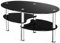 LIFEZEAL Couchtisch Glas, Glastisch 3 Ebenen, Wohnzimmertisch oval mit Metallgestell, Kaffeetisch Sofatisch für Wohnzimmer & Büro, Modernes Design 90x50x45cm (Schwarz)