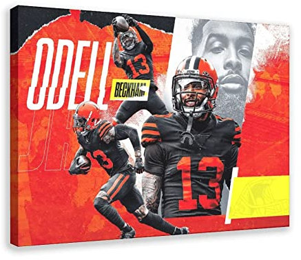 TSALF Poster Kunstdrucke Kein Rahmen Odell Beckham Jr. Poster Porträtkunst Wandkunst Gemälde für Wohnzimmer Schlafzimmer 60x90cm