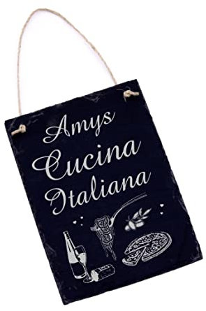 Küche Italien Schild Schiefer Türschild Gravur mit Name Personalisierung Cucina Italiana Küchendeko 16 x 22 cm