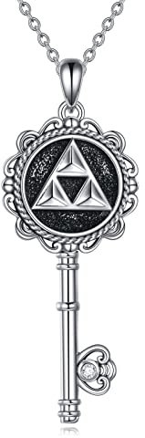 YFN Zelda Halskette Sterling Silber Wiccan Key Halskette Literarischer Schmuck für Frauen