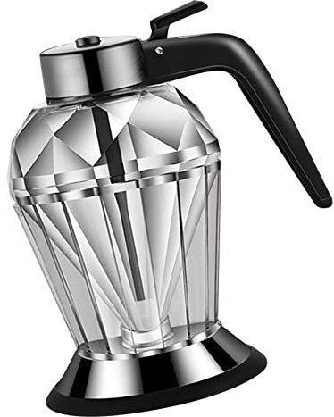 Récipient à Miel en Verre, Distributeur de Miel Anti-Goutte en Forme de Losange avec Support pour Sauce soja, sirop de Sucre, Huile, vinaigre