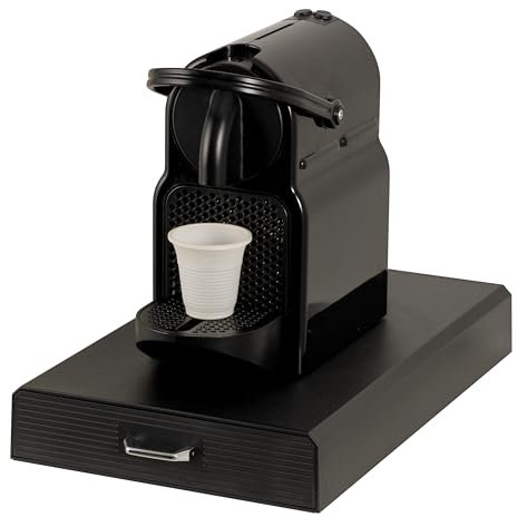 Baroni Home Porta Capsule Caffè Professionale ad 1 Cassetto, Porta Capsule con Divisione a Scomparti, capacità 55 capsule, Organizzatore per Caffetteria con Cassettiera, 38x23x5 cm, Nero