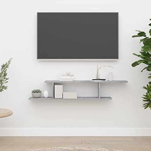 Homvdxl Wall Mounted TV Shelf, 2 Tier Multimedia Storage Shelf, Under TV Unit Wall Shelf for Living Room Bedroom Entryway Hallway Bathroom - Rustic