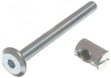 Furniture Cot Bed Bolt Allen Head with Barrel Nuts (10, Zinc Plated, 100mm)