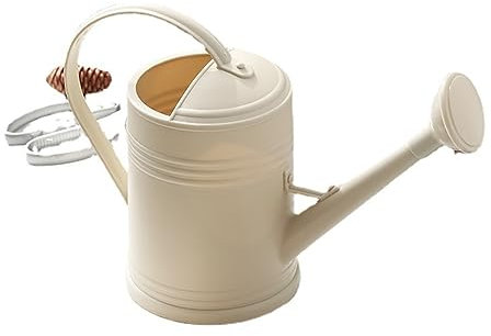 Regadera para interiores y exteriores, pequeña regadera duradera con boquilla larga extraíble, regadera de plástico de alto rendimiento, regadera de plantas de 2 litros de capacidad, color beige