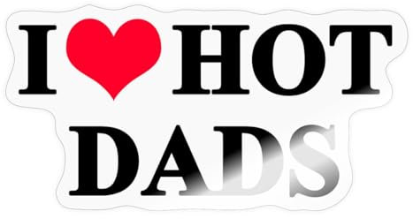 Spreadshirt I Love Hot Dads/Herz Für Väter Sticker Aufkleber, 10 x 10 cm, Transparent glänzend
